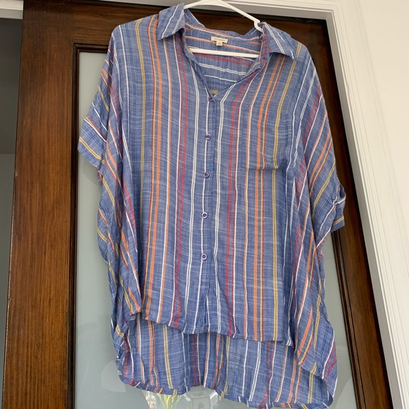 VICI HERE WE GO STRIPED BUTTON DOWN TOP - Picture 3 of 5